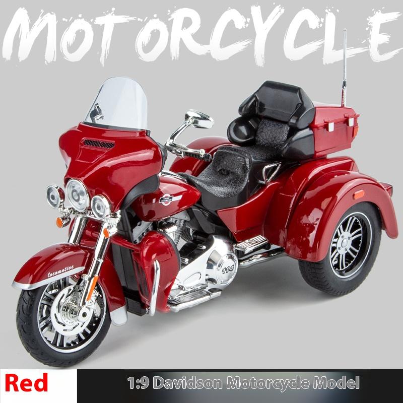 1:9 Harley Davidson TRI GLIDE ULTRA Luxus Dreirad Legierung Druckguss Modell Motorrad Sound & Licht Weihnachtsgeschenke für Freund rot