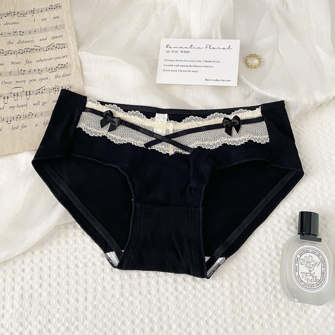 Damen-Unterwäsche aus reiner Baumwolle, antibakteriell, mittlere Taille, Spitze – atmungsaktiv, große Größen, Pure Desire Style XL (120-140 pounds) schwarz