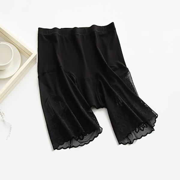 Plus Größe Sicherheits Kurze Hosen Frauen Sommer Nahtlose Unter Rock Hosen Anti Chafing Boxer Weibliche Sexy Spitze Horts Frauen M schwarz