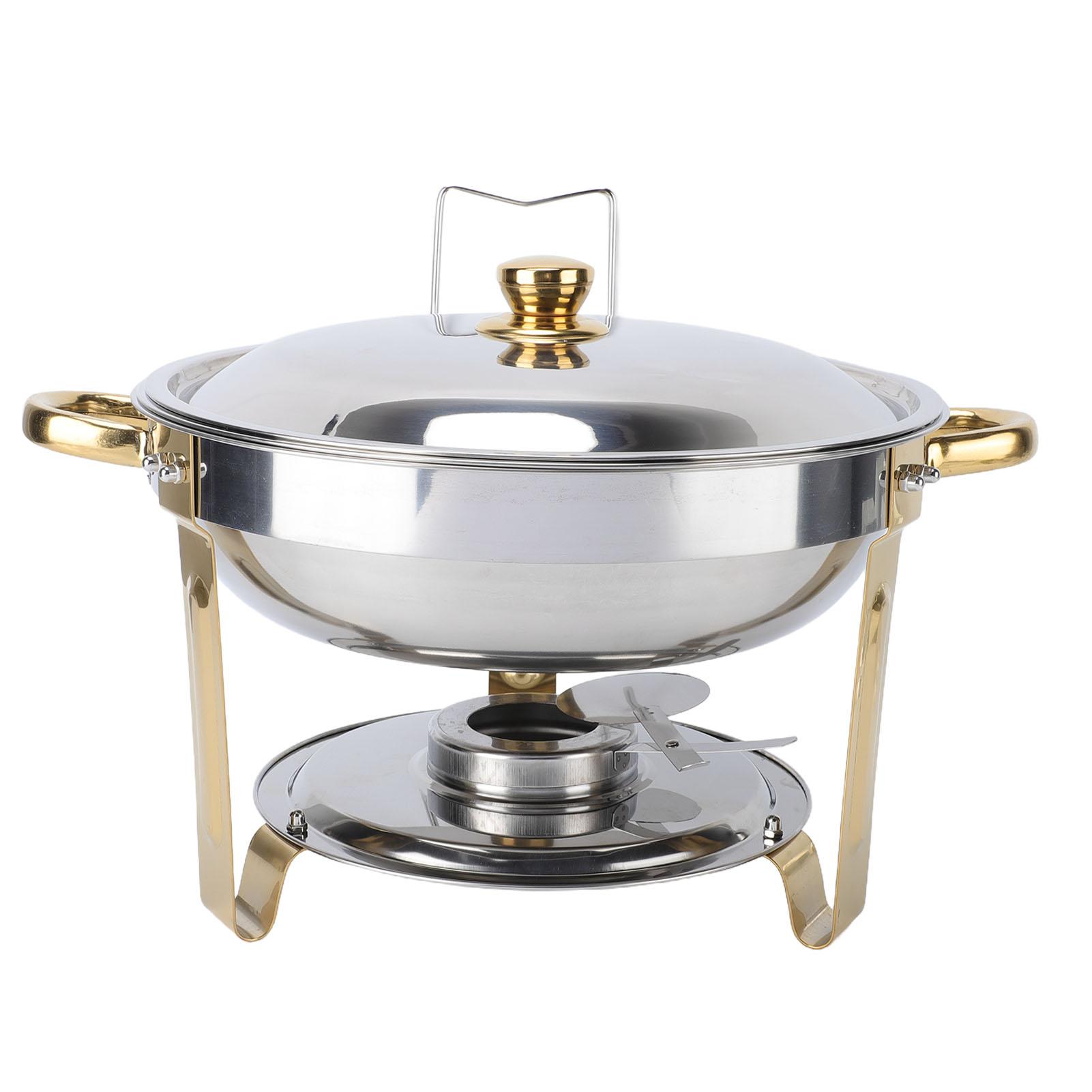 Chafing Dish Buffet Set 5L Edelstahl Rundes Chafing Dish Buffetwärmer mit Alkoholbrenner für Partys Hochzeiten Catering L