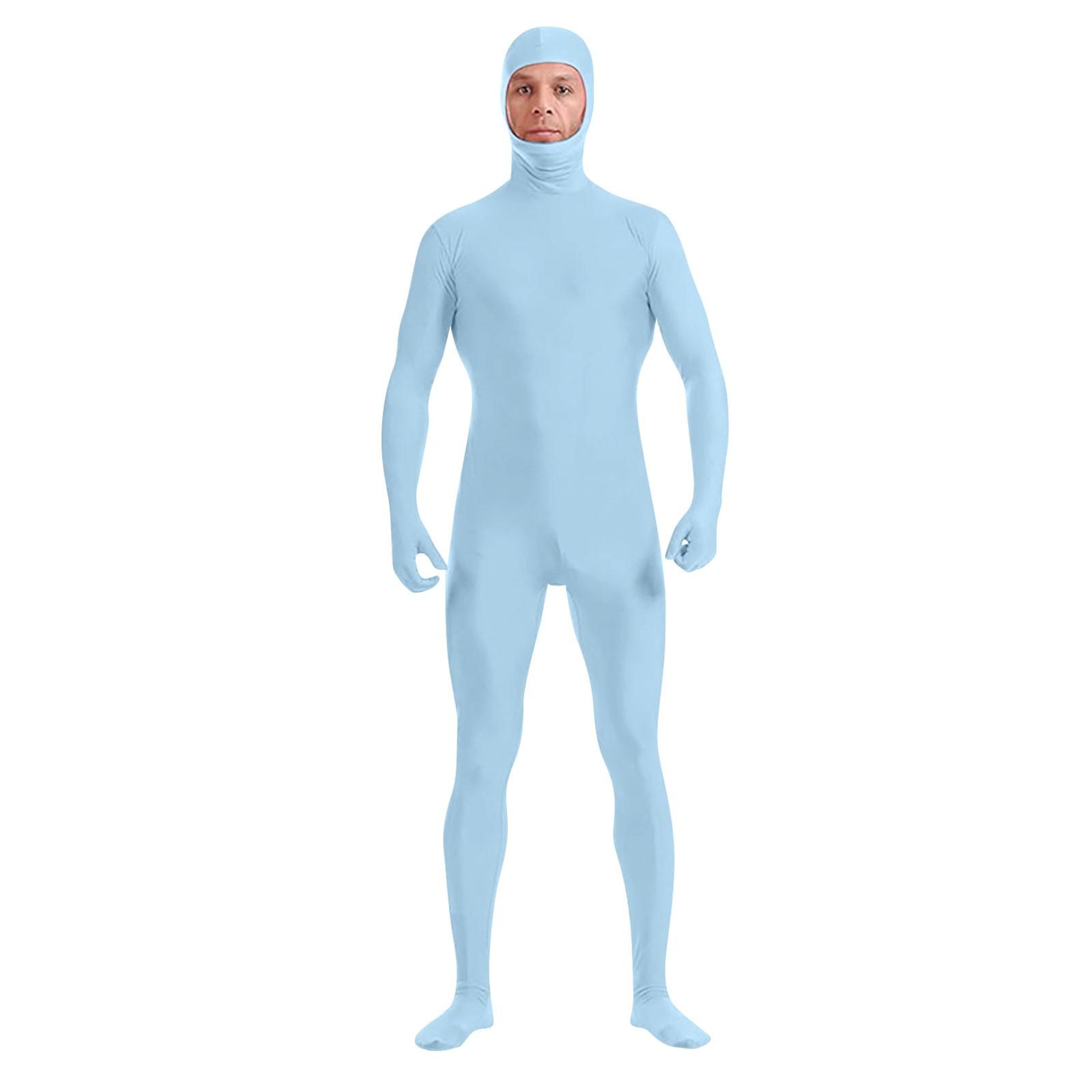 Zentai Anzug Cosplay Turnanzug Ganzkörperbody Green Screen Anzug Halloween Kostüme 170 hellblaue