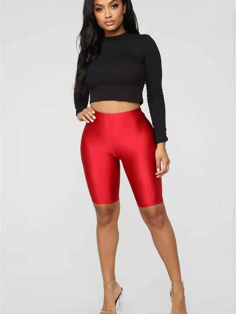 Frauen Radfahren Shorts Tanzen Gym Biker Schlank Aktive Sport Solide Sexy Dünne Neue Sommer L rot