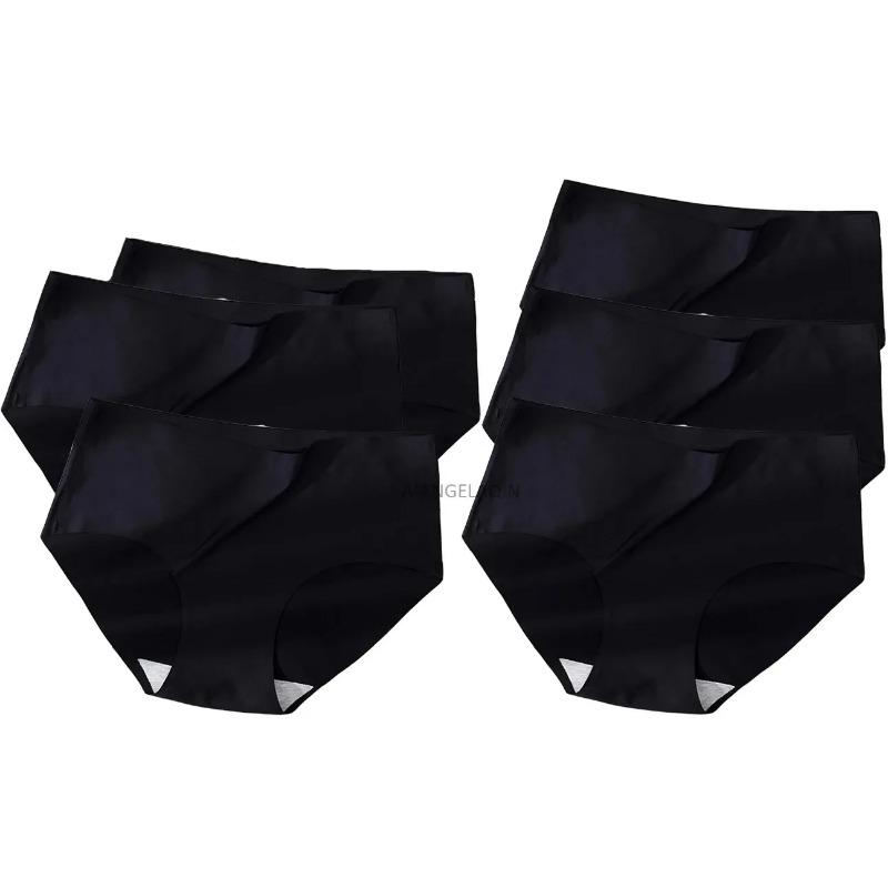 6 Stück/Los Nahtlose Slips Damen Eis Seide Unterwäsche Intim Einfarbig Atmungsaktiver Schritt Slips Mädchen Sexy Tanga Mehrere Dessous XXL&6pcs