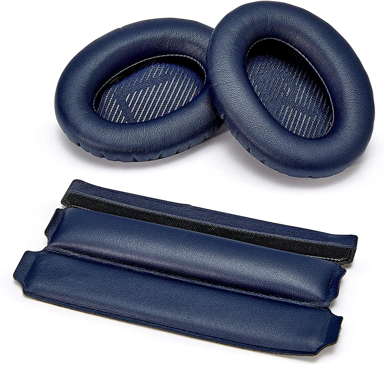 Stirnbandpolster und Ohrpolster Ersatz für Bose Quiet Comfort 25 35 (QC25 QC35) und QuietComfort 35 II (QC35ii) Kopfhörer navy blau