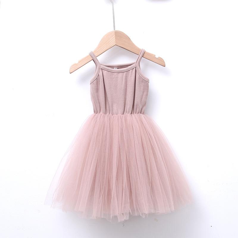 Kinderkleid Sommer Camisole Kleid Prinzessinnenkleid Spitze Mesh Patchwork Kleid Westenkleid Mädchen Kuchenkleid Flauschiges Kleid 140 dunkel rosa