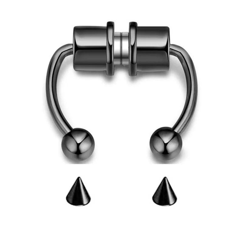 Fake Magnetische Hufeisen Nasenringe Faux Septum Piercing Clip Titan Ring Creolen Geschenk für Frauen Neue Mode Körperschmuck B