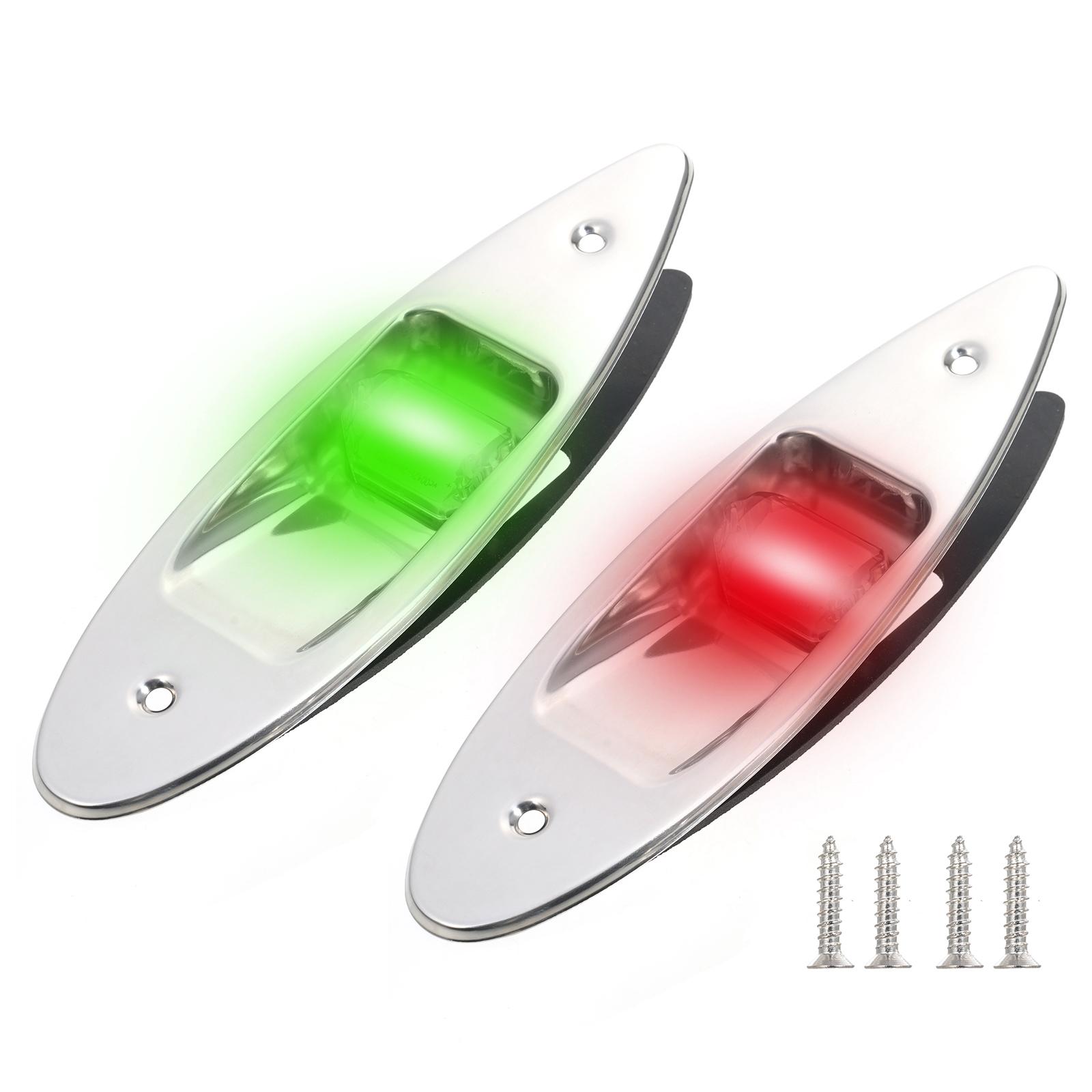 2 stücke 12V LED Navigation Lichter Wasserdichte Navigation Lichter für Marine Boot Rotes und Grünes Licht silber