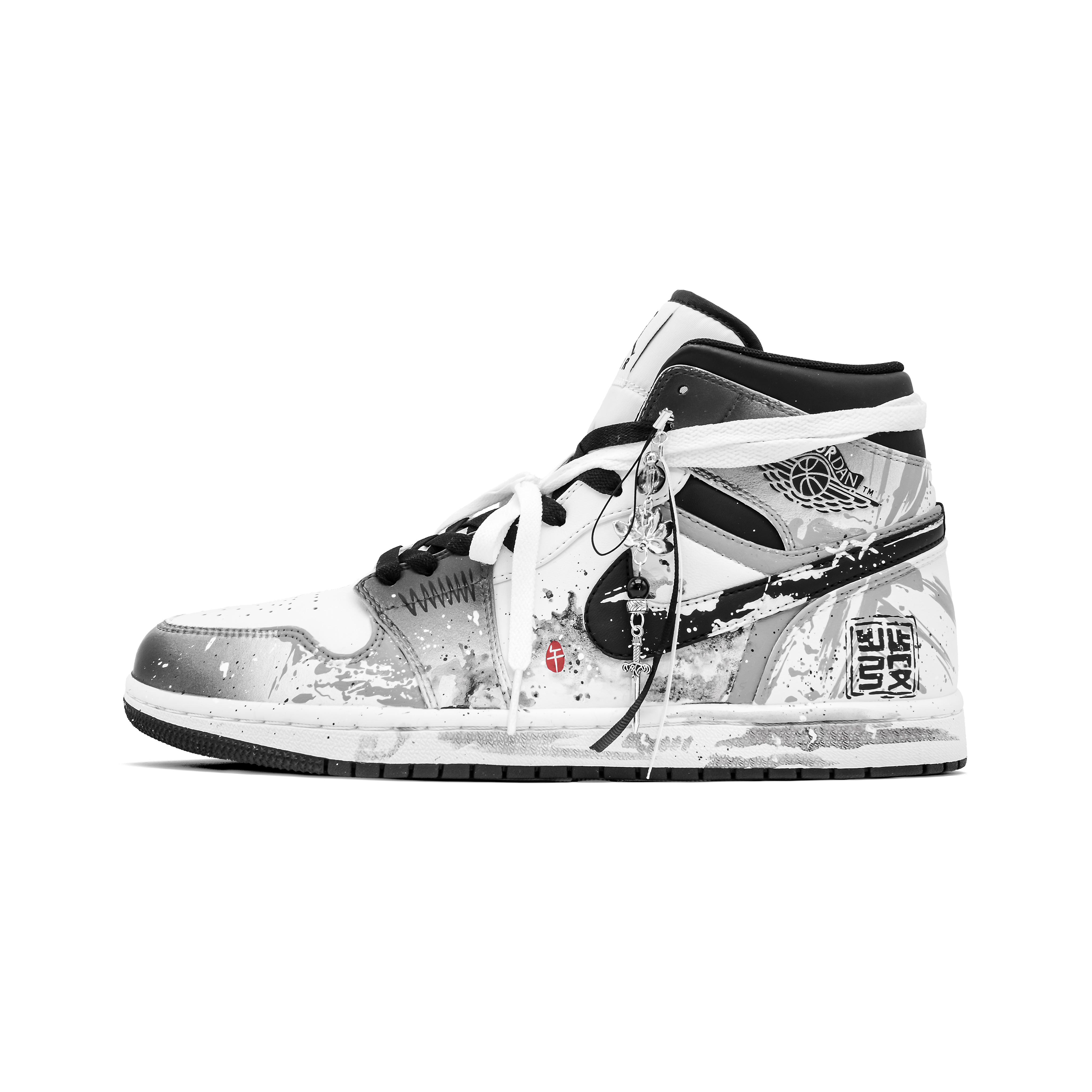 Jordan Air Jordan 1 Tinte High-Top Vintage Basketballschuhe Unisex Schwarz Weiß DQ8426-132(Team998-) 45 gray
