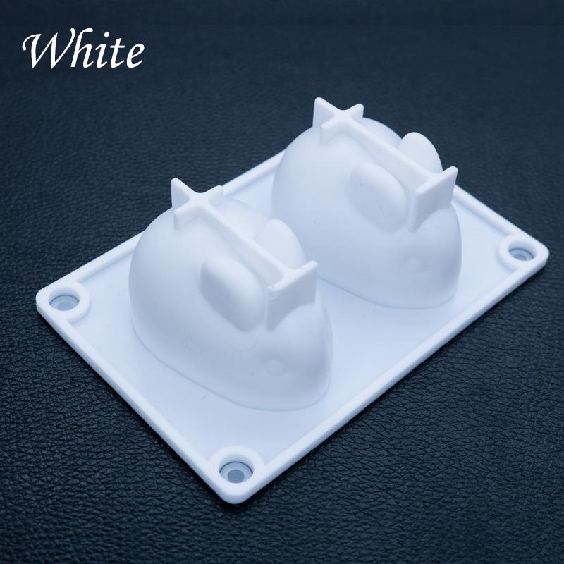 3D-Backform für Süßigkeiten, Schokolade, Häschen, Mousse, Dessert, Gelee, hochflexible Silikon-Eiscremeform weiß