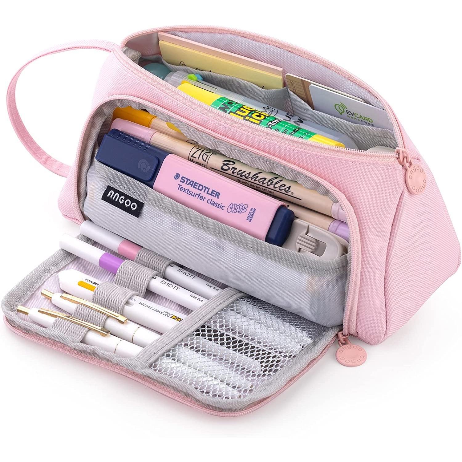1PCS Multi Funktionale Schreibwaren Box Slot Schreibwaren Lagerung Taschen Kreative Teen Student Erwachsene Große Kapazität Bleistift Fall rosa