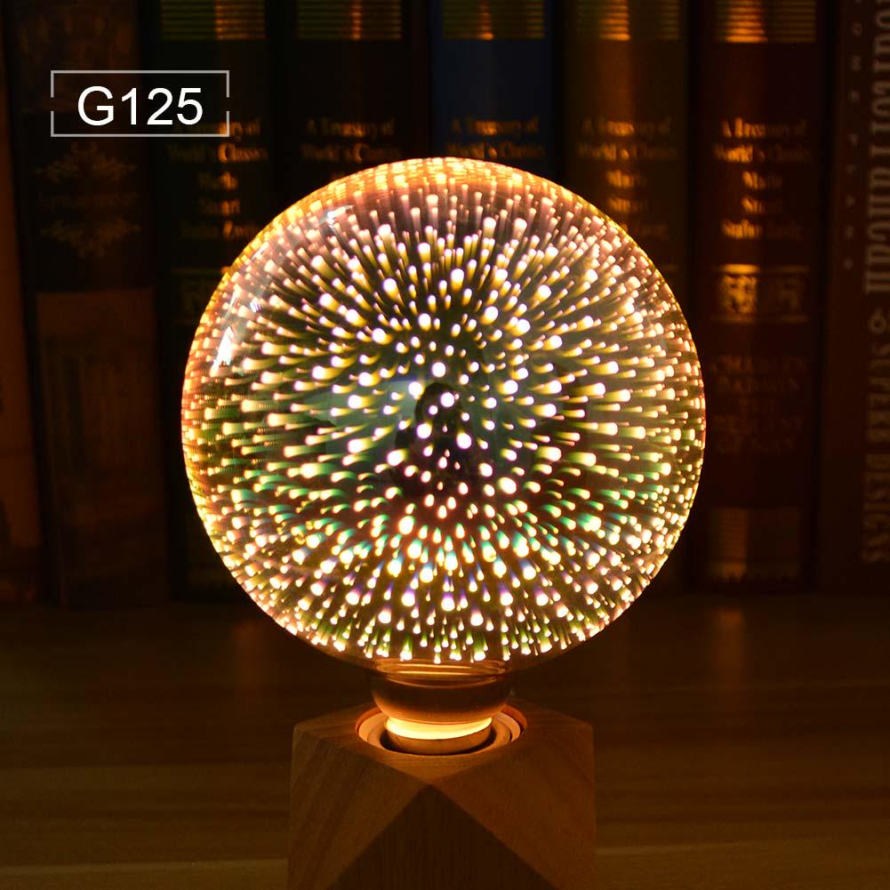 Neuheit 3D-Feuerwerk-Effekt Vintage Edison-Lampe E27 110 V-220 V Weihnachtsdekoration Lichter A60 ST64 G80 G95 G125 Weihnachtsfeier Heimdekoration G125 warm weiße