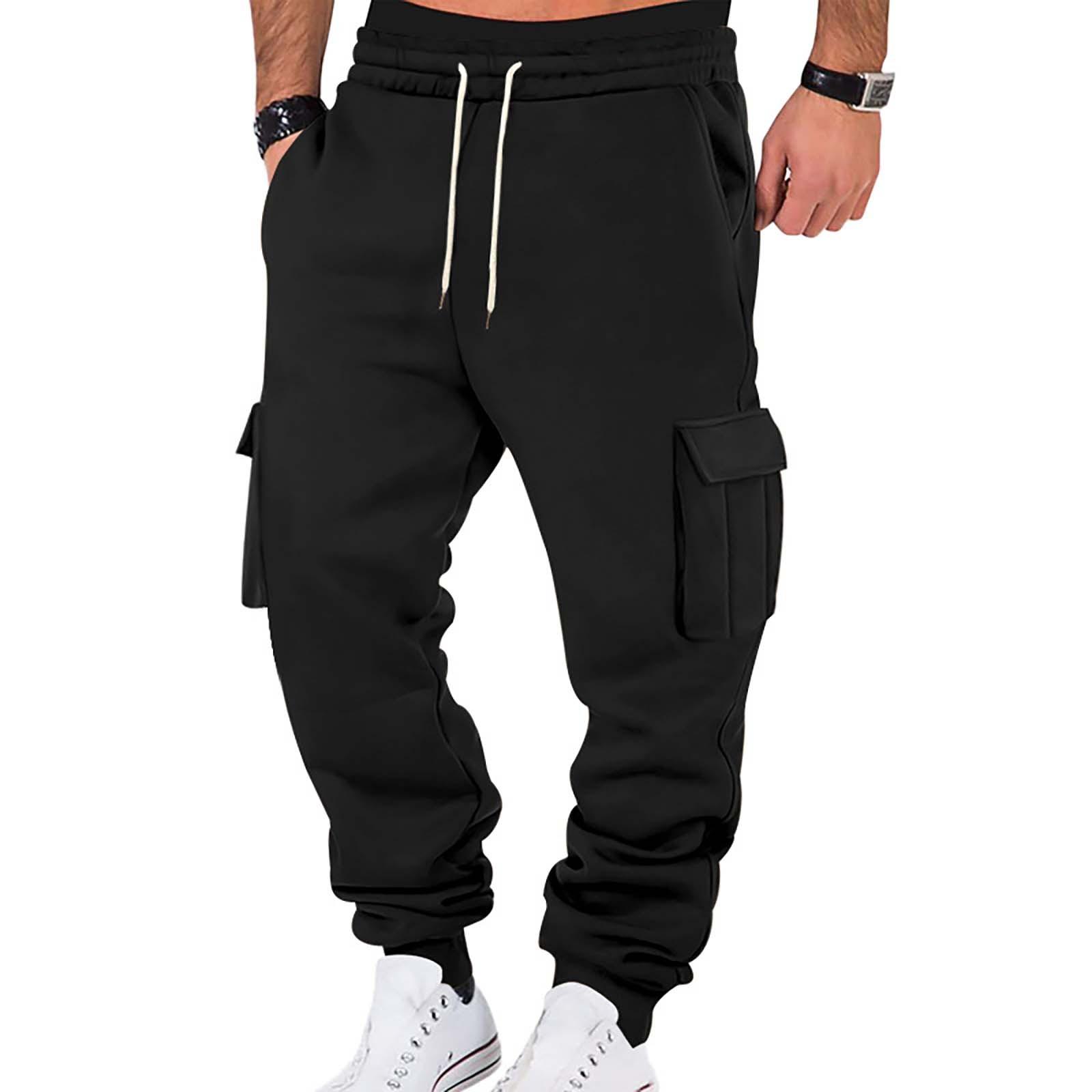 Herren Wintersport Freizeithose Herren Sport Multi Pocket Arbeitshose Jogginghose XXXL schwarz