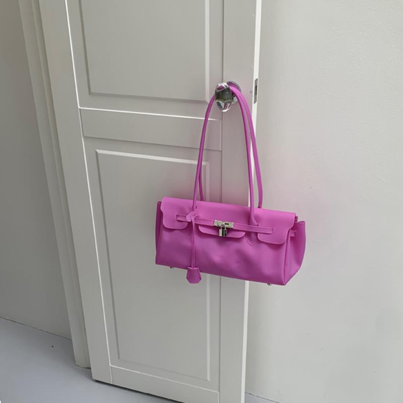 SHELKSBAG 2026 Neue Sommer-Handtaschen für Damen Handtaschen PVC Wasserabweisend Bonbonfarbe Tägliche Strandtasche Unterarm-Schultertasche 37X14X20CM violett