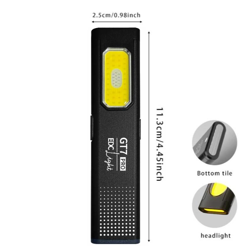1-2er Pack Taschenformatige Multi-Modus LED-Taschenlampe USB-C Kompakte Camping-LED-Taschenlampe Magnetisches Design an der Unterseite mit Rückclip für Camping 1PC-aluminum alloy