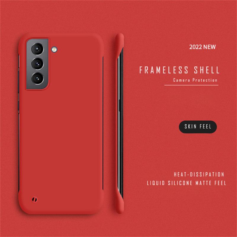 Dünne, schlanke, rahmenlose Hart-PC-Hülle für Samsung Galaxy S20 S22 S21 FE Ultra S10 Plus NOTE 20 Ultra Note 9 10 Plus Matte Cover Cases Samsung S23 rot