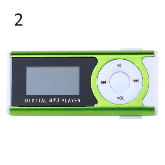 1,3-Zoll-LCD-Bildschirm-Clip, USB-Mini-MP3-Musik-Player, unterstützt 16 GB Karte grün