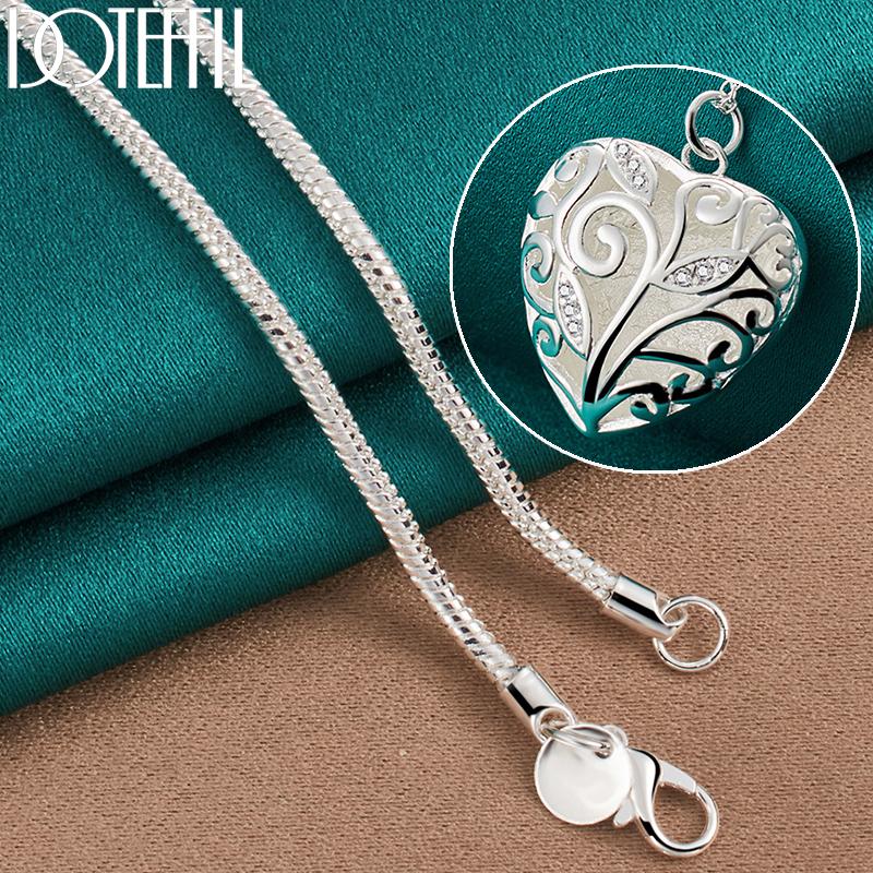 925 Sterling Silber Herz Anhänger 16-30 Zoll Halskette Modeschmuck 60cm