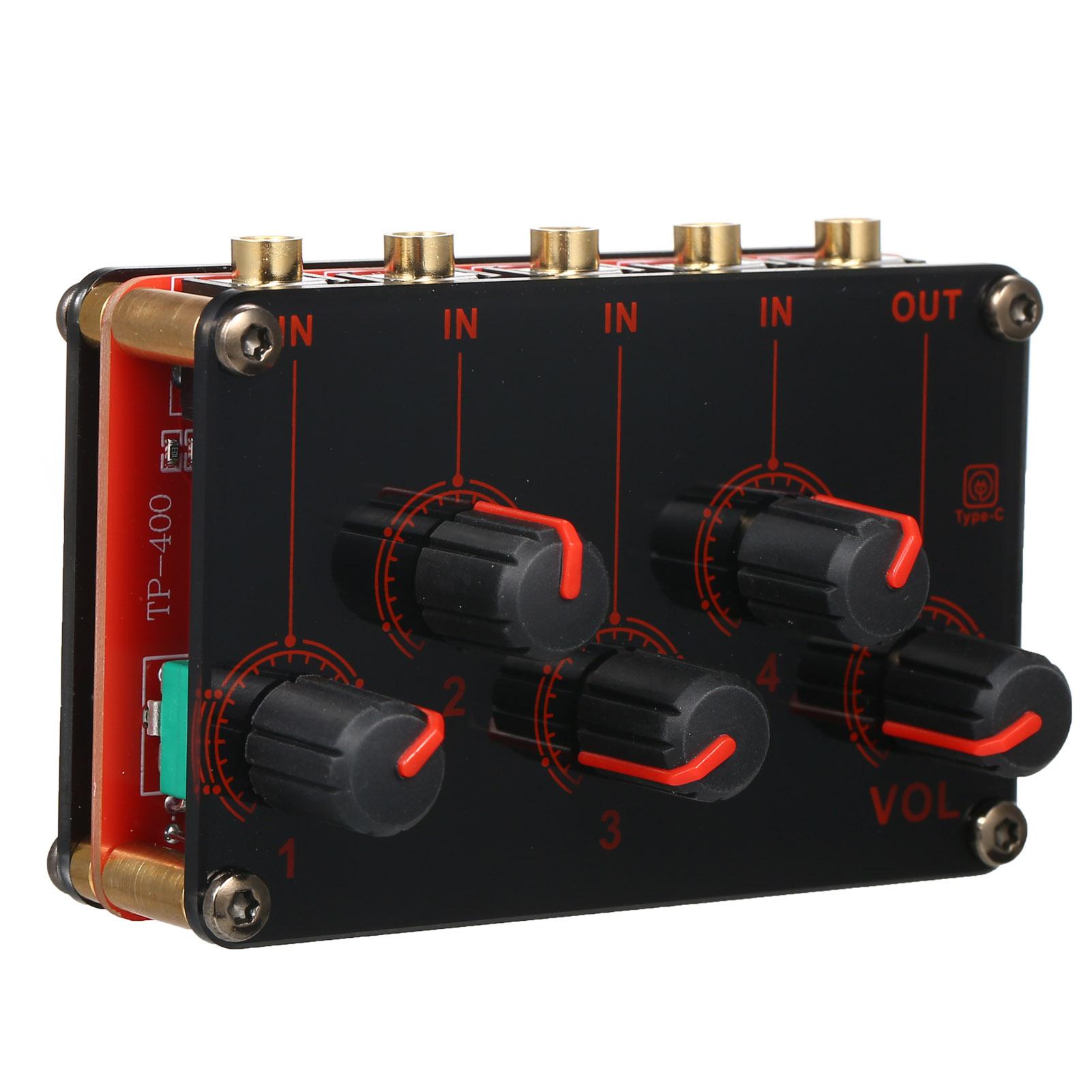 4-Kanal-Line-Stereo-Mixer Audio-Mixer 4-in-1-out Passiv-Mixer-Modul Mini-Stereo-4-Wege-Audio US Plug