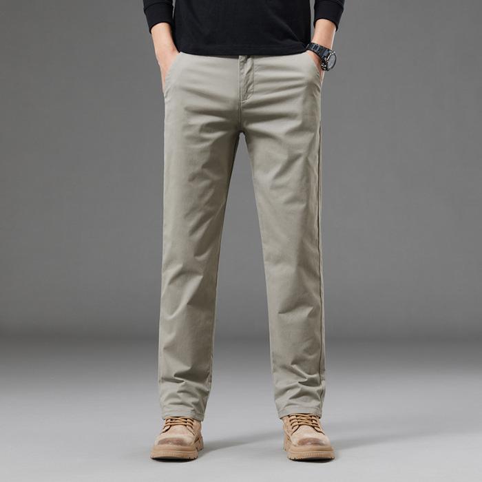 2024 Freizeithosen für Herren, lockere Sommerhosen mit geradem Bein aus reiner Baumwolle für Herren, Westernhosen im Business-Trend für Herren 31 licht grau