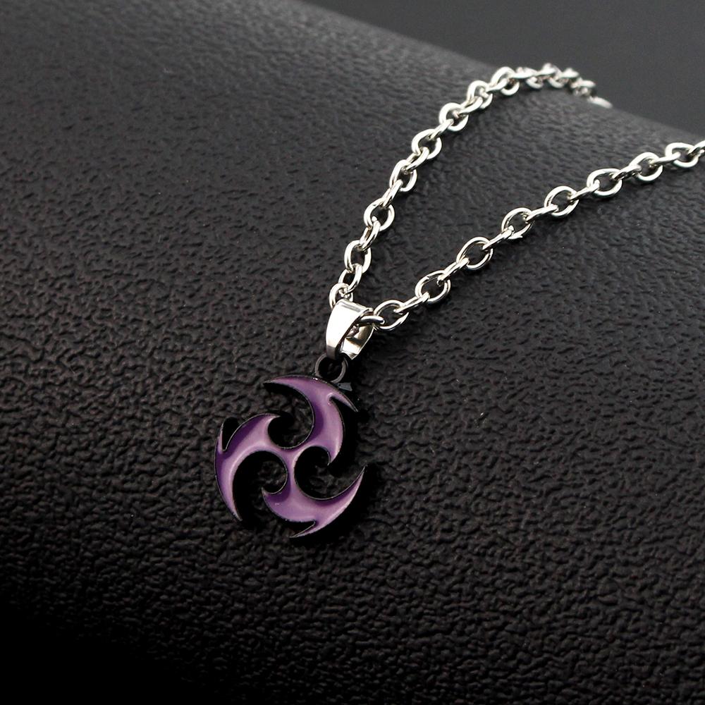 Halskette mit Anhänger „Genshin Impact“ für Teenager, süße Anime-Cartoon-Geist, Edelstahl-Halskette für Männer und Frauen, Schmuck, Zubehör, Geschenk black