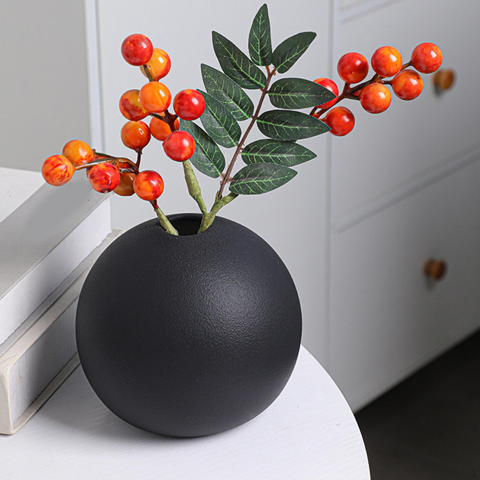 Runde Blumenvase aus Keramik, Blumentopfhalter, Feiertags-Pflanzknospe für Büro, Kamin 11cmx10.5cm