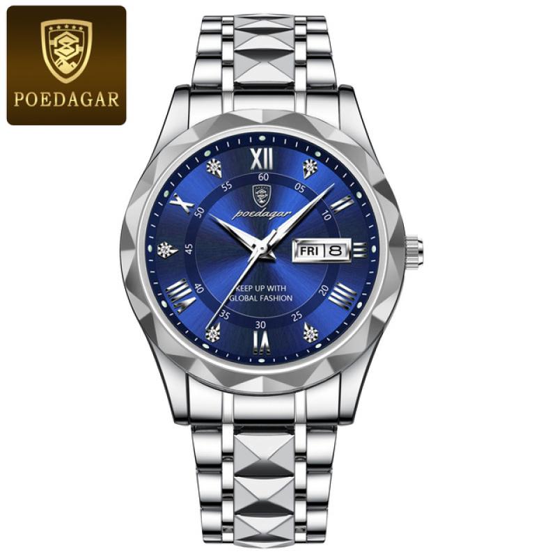 Neue Top Marke Luxus Mann Armbanduhr Wasserdicht Leucht Datum Woche Männer Uhren Edelstahl Quarz herren Uhr Männlich silber