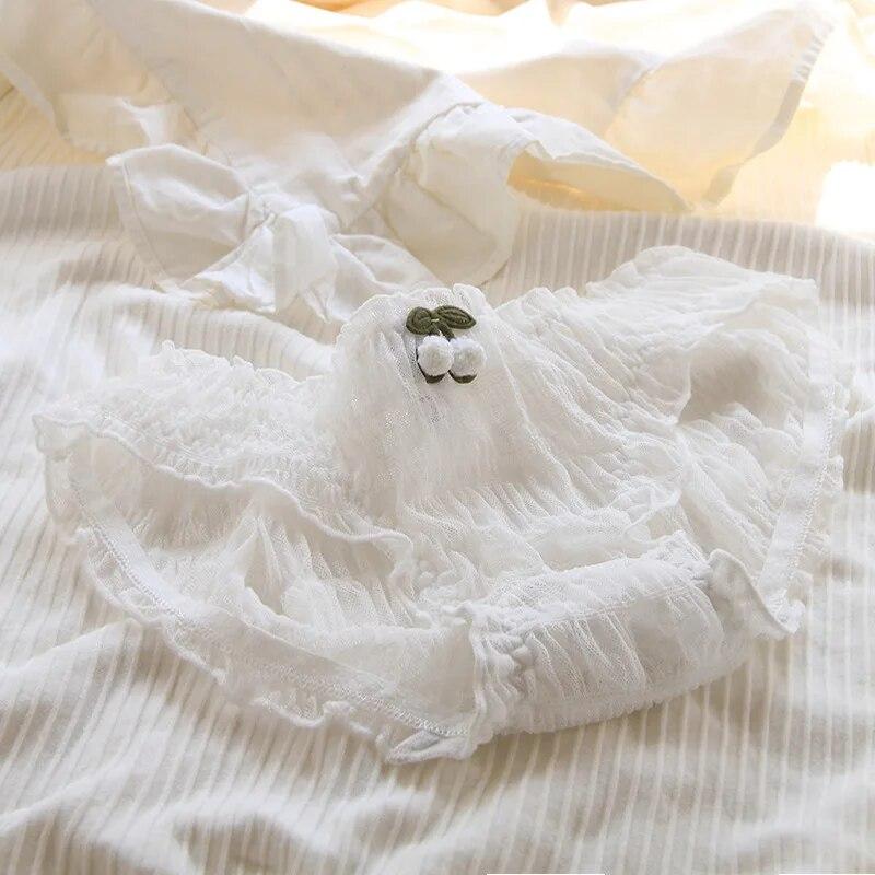 Damenunterwäsche Panty Süße Mädchen Wollknäuel Slips Mittlere Taille Nahtlose Unterhose Sexy Spitzenhöschen Weibliche Dessous L weiß