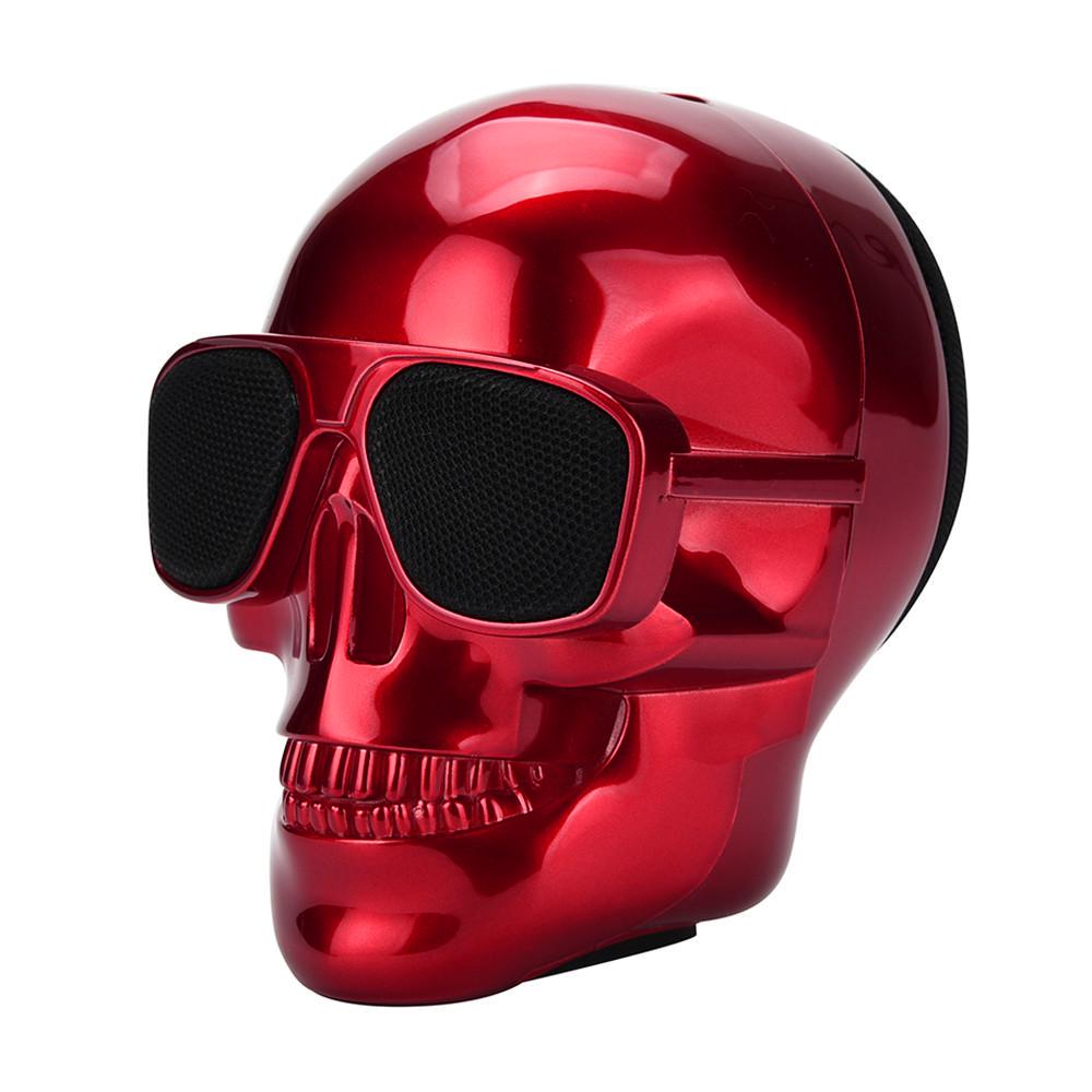 Plating Skull Tragbarer kabelloser Bluetooth-Lautsprecher Mini-Subwoofer Stereo mit DSP-kompatiblem Telefon/PC Outdoor-Auto-wasserdichtem Audio rot
