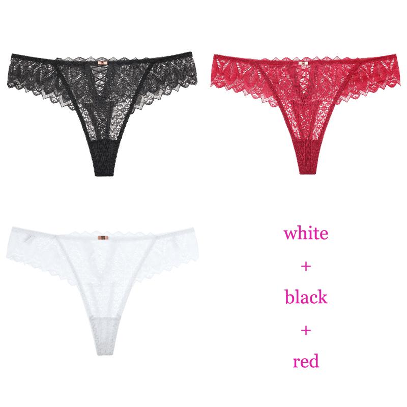3 Teile/los Frauen Sexy Spitze Höschen Low-Rise Versuchung Dessous Weibliche G String Transparent Unterwäsche Aushöhlen Briefs Dessous M