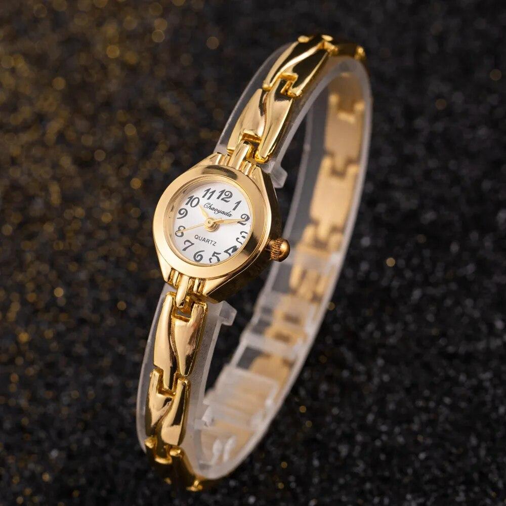 Einfache, elegante kleine Damenuhren Luxusmarke Gold Armbanduhren für Frauen Damen Quarzuhren für Mädchen montre femme brown