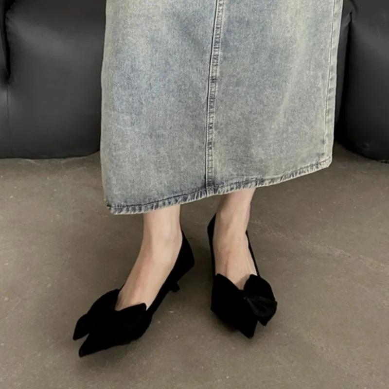 Schuhe Damen Slipper Damen High Heels Mode Kleid Pumps Damen Schleife Spitzzehe Dünne Absätze Einfarbige Schuhe Damen 39 schwarz