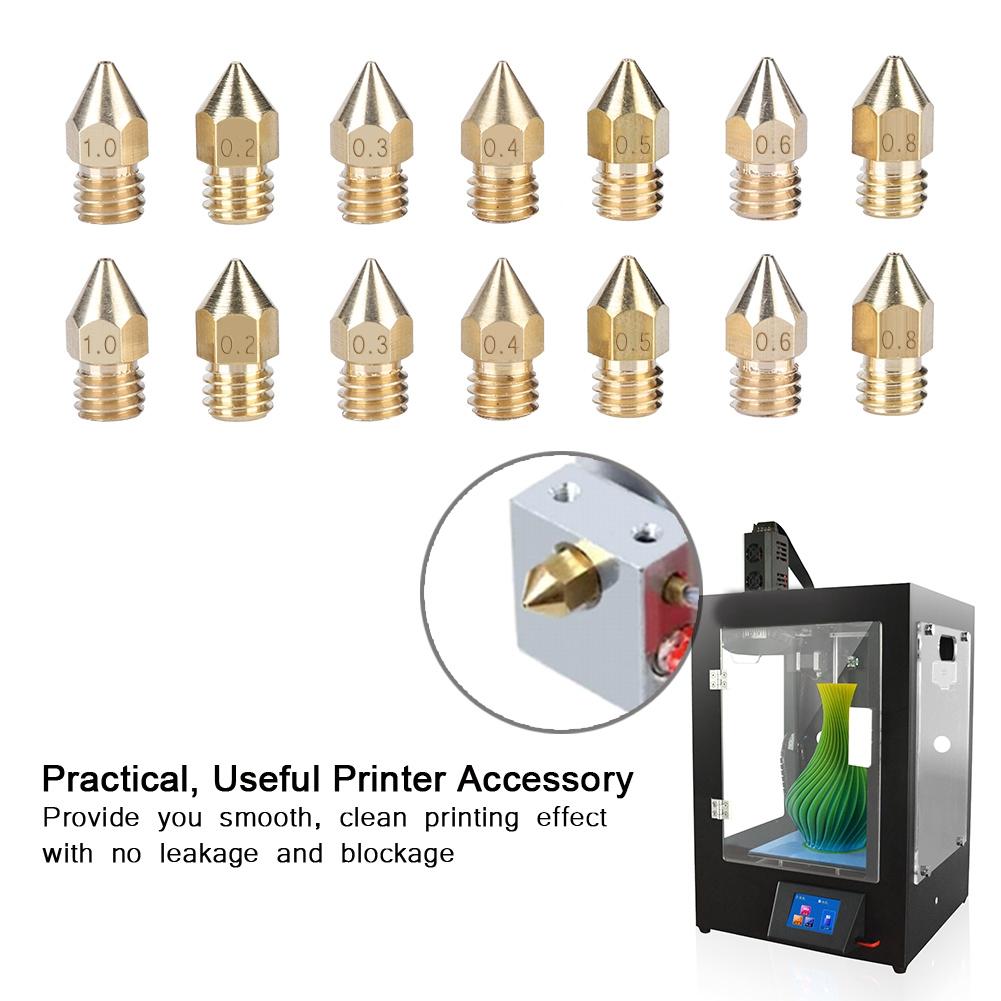14 STÜCKE 7 Größen 3D Drucker Teile Extruder Messing Düse Druckkopf Drucker Zubehör