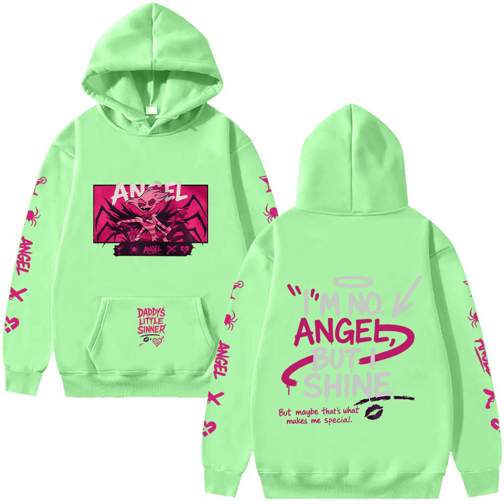 Angel Dust Hoodie Hazbin Hotel Harajuku Anime Pullover Demoncore Unisex Streetwear Niedlich Edgy Imp Geschenk für Fan Streetwear Kleidung XS hellgrüne