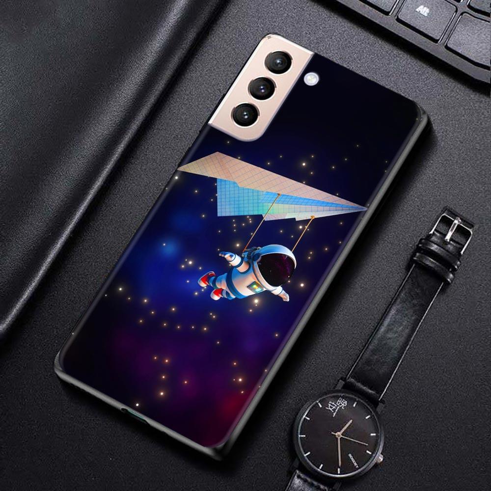 Niedliche Astronauten-Hülle mit Mondballon für Samsung S21 S20 Ultra S10 Plus Lite S21 S20 FE 5G für Galaxy S10e S9 S8 S7 Edge Samsung S7 Edge
