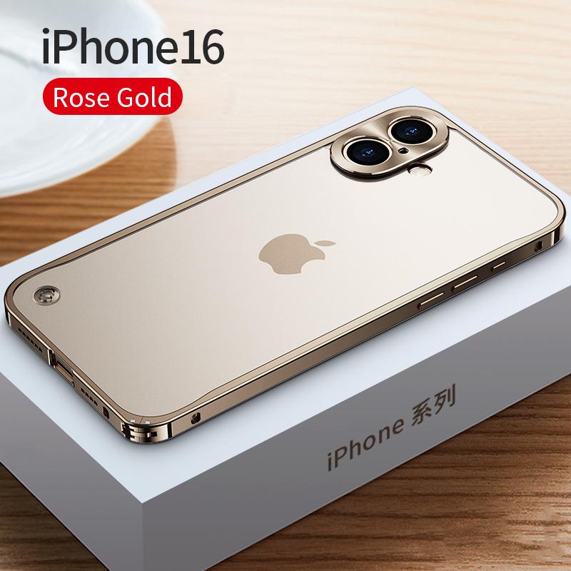 Metallrahmen Handyhülle Für iPhone 17 11 12 13 14 15 16 Pro Max Aluminiumlegierung Vollständiger Objektivschutz Abdeckung Für iPhone 13 mini Galvanisierte Metallrückseite iPhone 16 gold