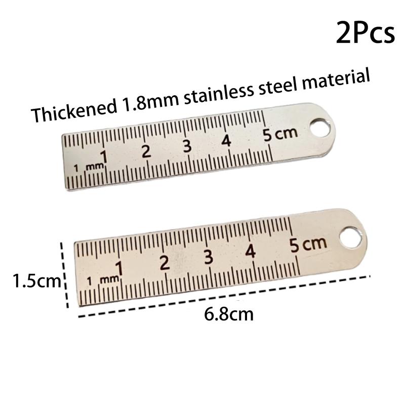 Mini-Lineal aus Edelstahl mit Schlüsselanhänger - Messwerkzeug für Büro- und Schulbedarf (Verlustsicheres Maßband) as the picture beige