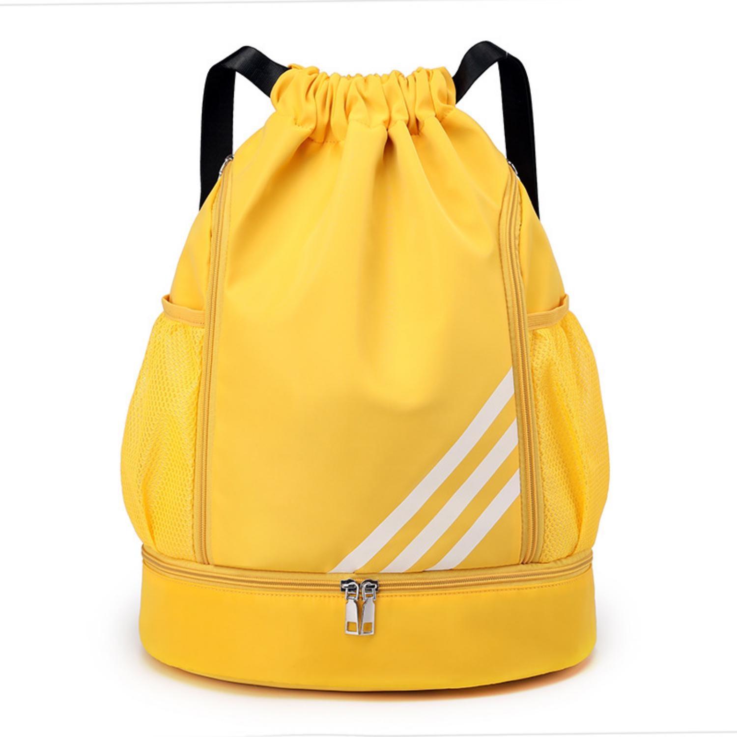 1Pcs Sport Kordelzug Band Tasche Rucksack Große Kapazität Sport Fußball Basketball Tasche Kordelzug Verschluss Design One Size gelb