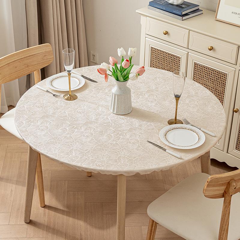 Rutschfeste Wasserdichte Runde Tischdecke: Elastische, ölabweisende, verbrühungssichere, waschfreie Tischdecke für Esstische. 110cm diameter