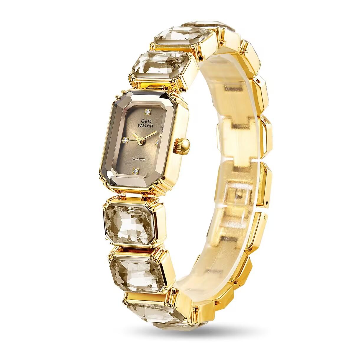 Brandneu 2025 Damenuhr Rosa Gold Blau Damen Damen Quarzwerk Quadratisches Rom Zifferblatt Damenuhren Luxus