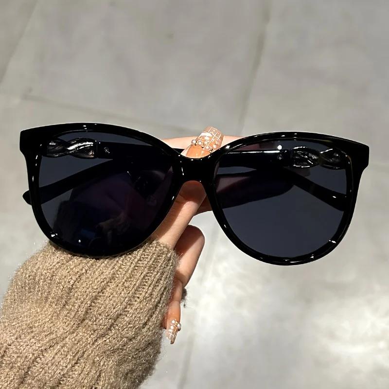 Personalisierte Damen-Katzenaugen-Sonnenbrille Retro-Schmetterlings-Sonnenbrille Damenmode Großer Rahmen Outdoor-Sonnenbrille mit Sonnenschutz schwarz