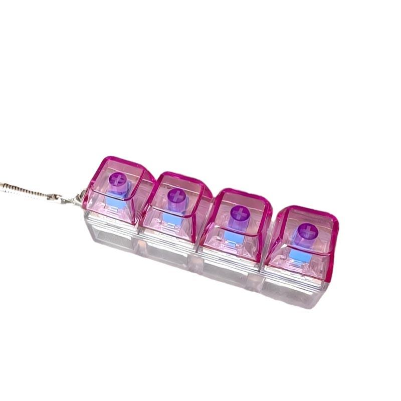 LED Tastatur Schlüsselanhänger Fidget Spielzeug Kristall Klicker Sensorisches Spielzeug zum Stressabbau Tastatur Schlüsselanhänger Fidget Gadget für Erwachsene Kinder violett