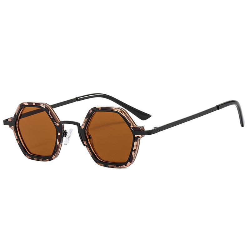 SHAUNA Retro Polygon Quadrat Sonnenbrille Damen Mode Klare Ozean Farbverlauf Linse Brillen Herren Trendig Punk Sonnenbrillen Schattierungen UV400 Amber tea