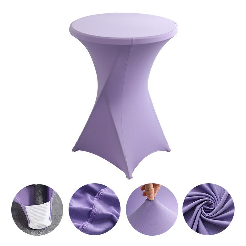 Höhe Stretch Runde Tischdecke Cocktailtischhülle Spandex Tischdecke Bar Hotel Party Hochzeit Elastische Tischdecke Deko 1PC-80*110cm licht lila