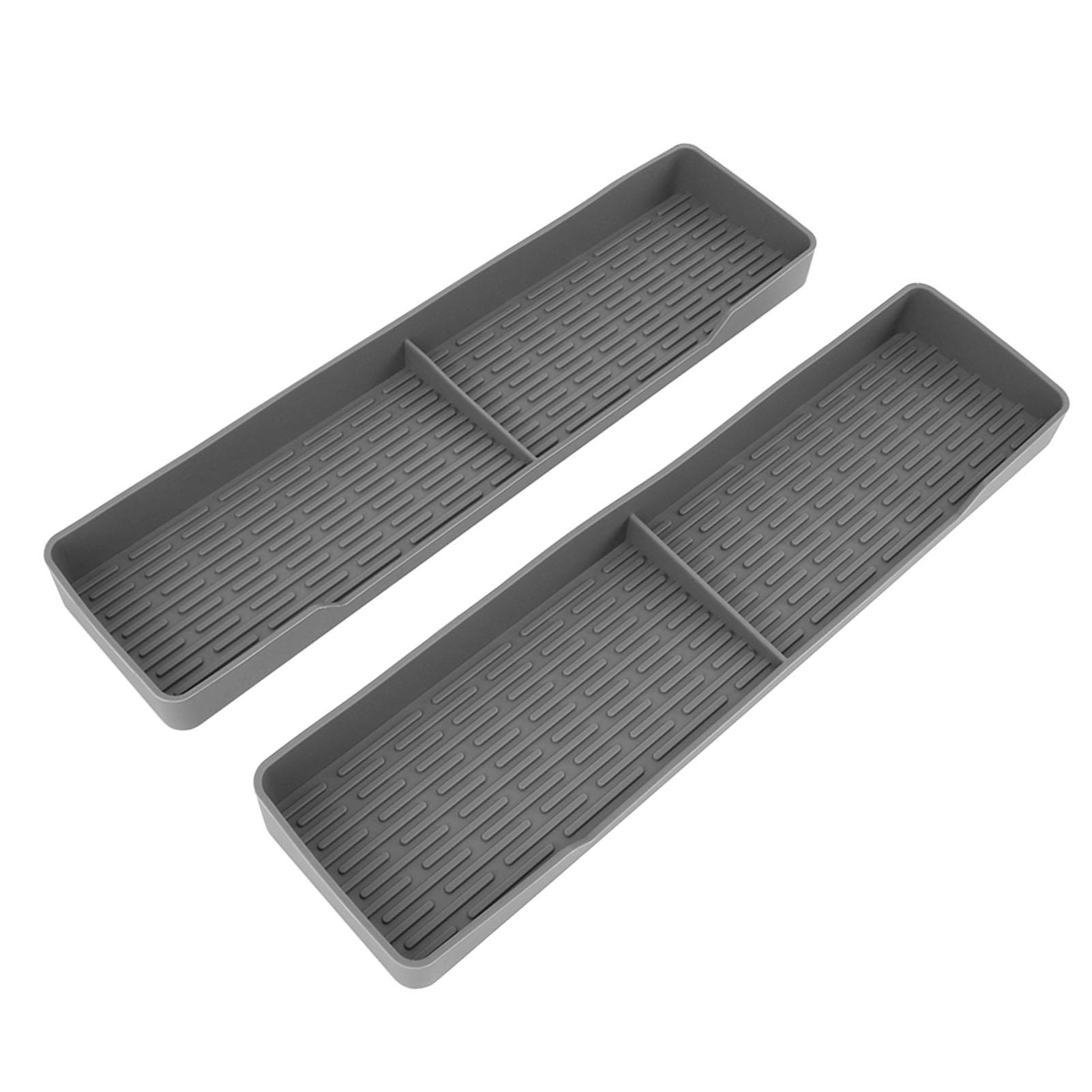 2 Stück Herdablage Silikon Magnetisch Auslaufsicher Rutschfest Backofenablage Gewürzregal Organizer Küchenzubehör grau