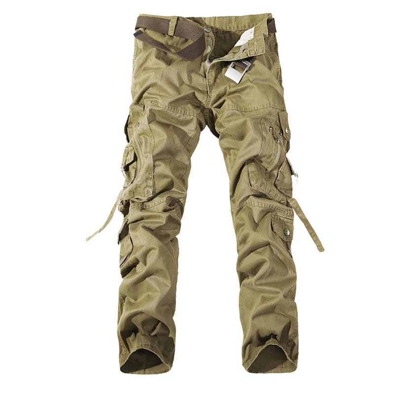 Cargohose Herrenmode Freizeithose Gerade Militärhose mit mehreren Taschen 36 khaki
