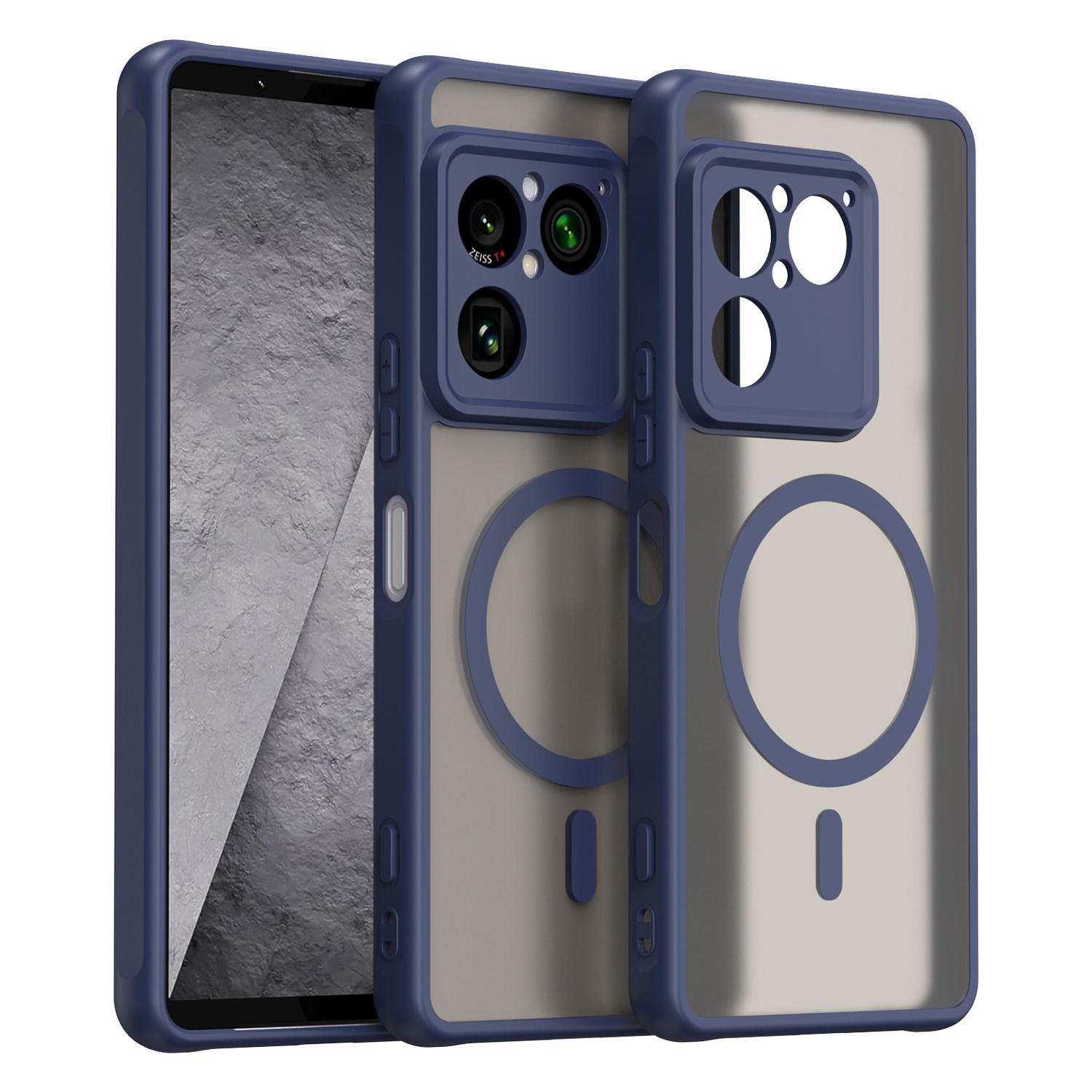 Für Sony Xperia 1 VIII Hülle Harte PC+TPU Magnetische Soft-Touch Matt Stoßfeste Handyhülle Für Sony Xperia 1VIII 5G Schale Stoßfänger Sony Xperia 1 VIII blau