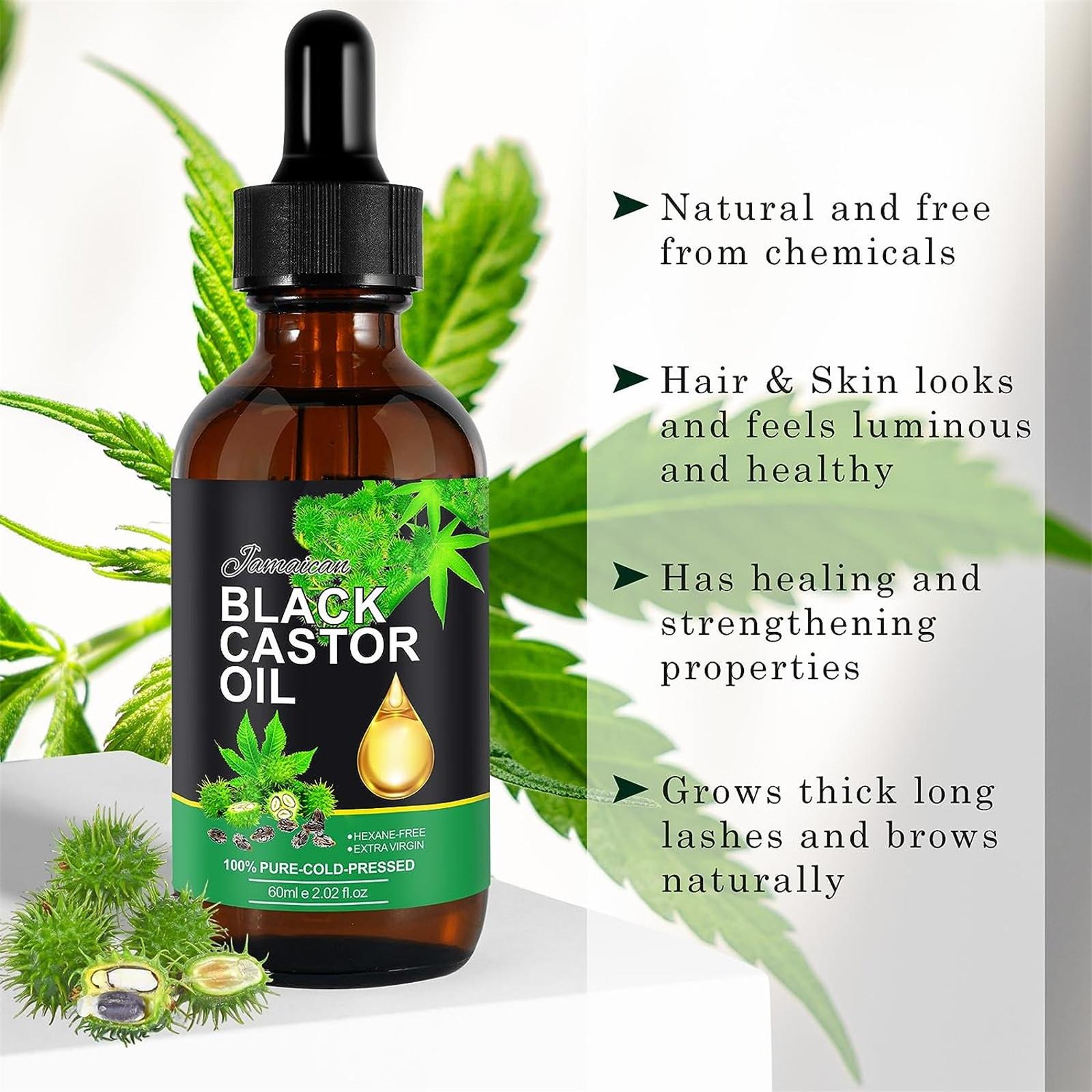 Jamaikanisches schwarzes Rizinusöl, Bio-Rizinusöl, kaltes schwarzes Rizinusöl Bio für Körper, Haare, Haut, Massageöl, Haarpflege 60ml One Size