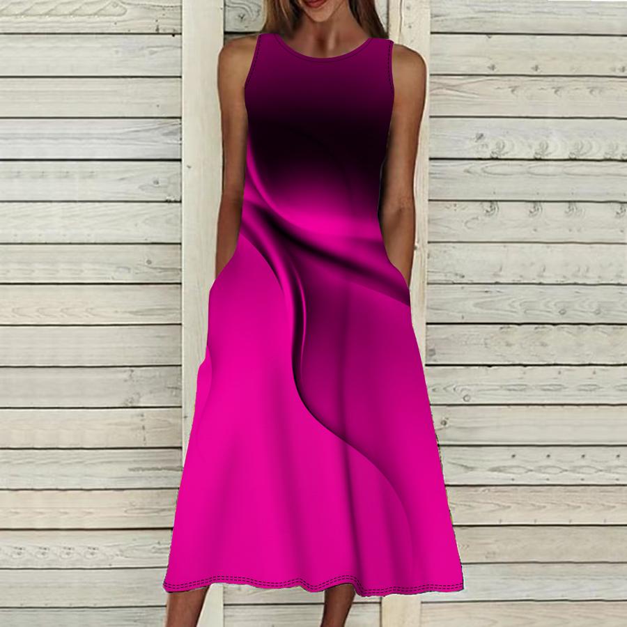 Sommer Mode Sexy Ärmelloses Kleid Weiche Casual 3D Seidige Seide Druck Kleid Ärmelloses Sling Kleid Sommer Hosenträger Kleid L