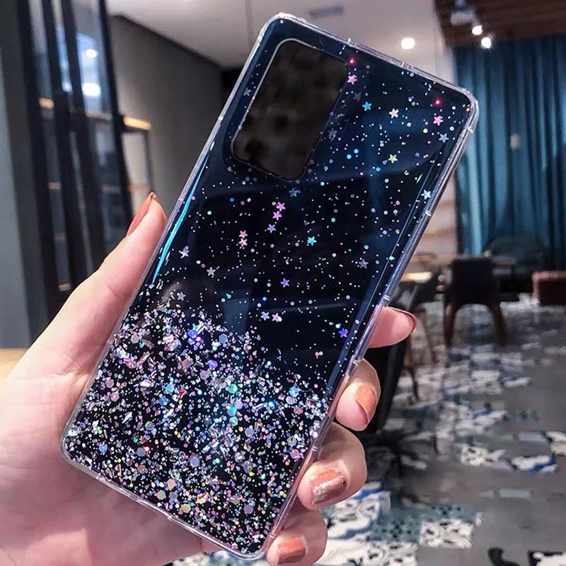 Luxus Glitzer Hülle Für Huawei P30 P40 P50 P20 Pro Lite Transparent Weiche Rückseite Für Huawei P9 P10 Plus Stoßfeste Rückabdeckung P40 LITE 4G schwarz