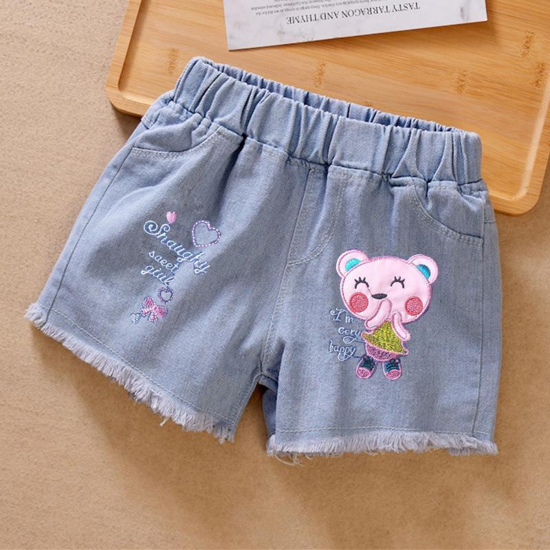 Sommer Kinder Kurze Denim Shorts für Mädchen Mode Mädchen Kurze Prinzessin Jeans Kinder Hosen Mädchen Shorts Blume Mädchen Kleidung 110cm